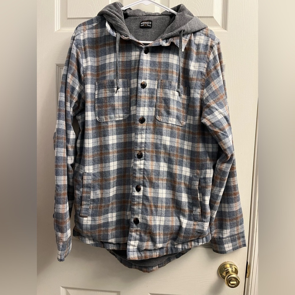 Buffalo David Bitton Gray and Brown Plaid Shirt Jacket